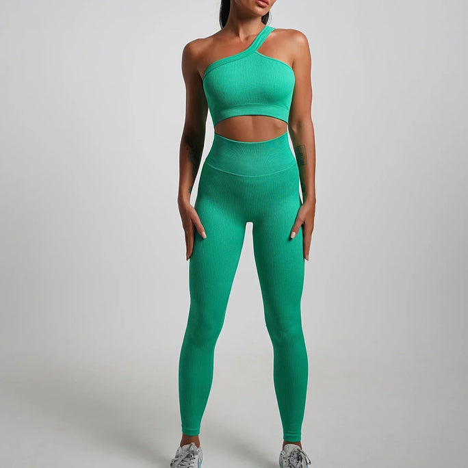 Seamless High-Waist Yoga Set – Workout Leggings & Crop Top for Women