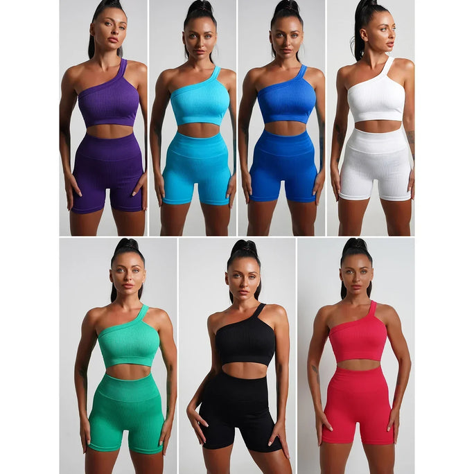 Seamless High-Waist Yoga Set – Workout Leggings & Crop Top for Women